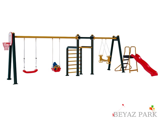 07-30787 - Kaydıraklı Metal Salıncak Seti